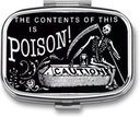 Metal 2tment Pill Organizer Travel Friendly Portable Compact Box Cute Case to Hold Vitamins/Tylenol/Fish Oil/Supplements/Meds/Tablet (Poison Caution), 1.97 x 0.79 x 0.39 inç