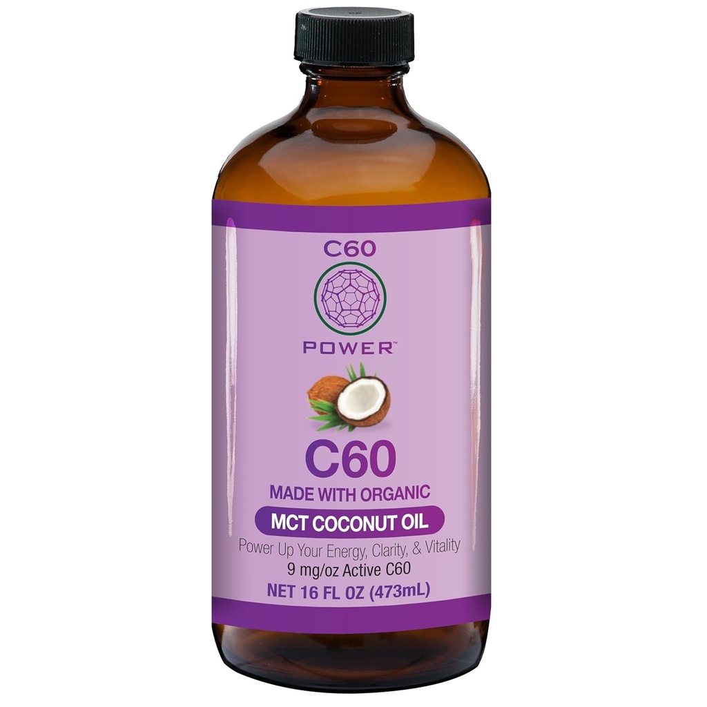 C60 Mor Power Organic MCT Coconut Oil, Organic Cold-Pressed Coconut Oil,% 99.99 Pure C60 Karbon Fullerenes (16 oz)