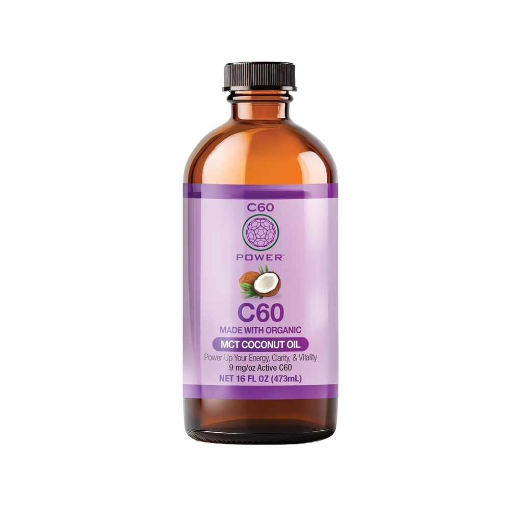 C60 Mor Power Organic MCT Coconut Oil, Organic Cold-Pressed Coconut Oil,% 99.99 Pure C60 Karbon Fullerenes (16 oz)