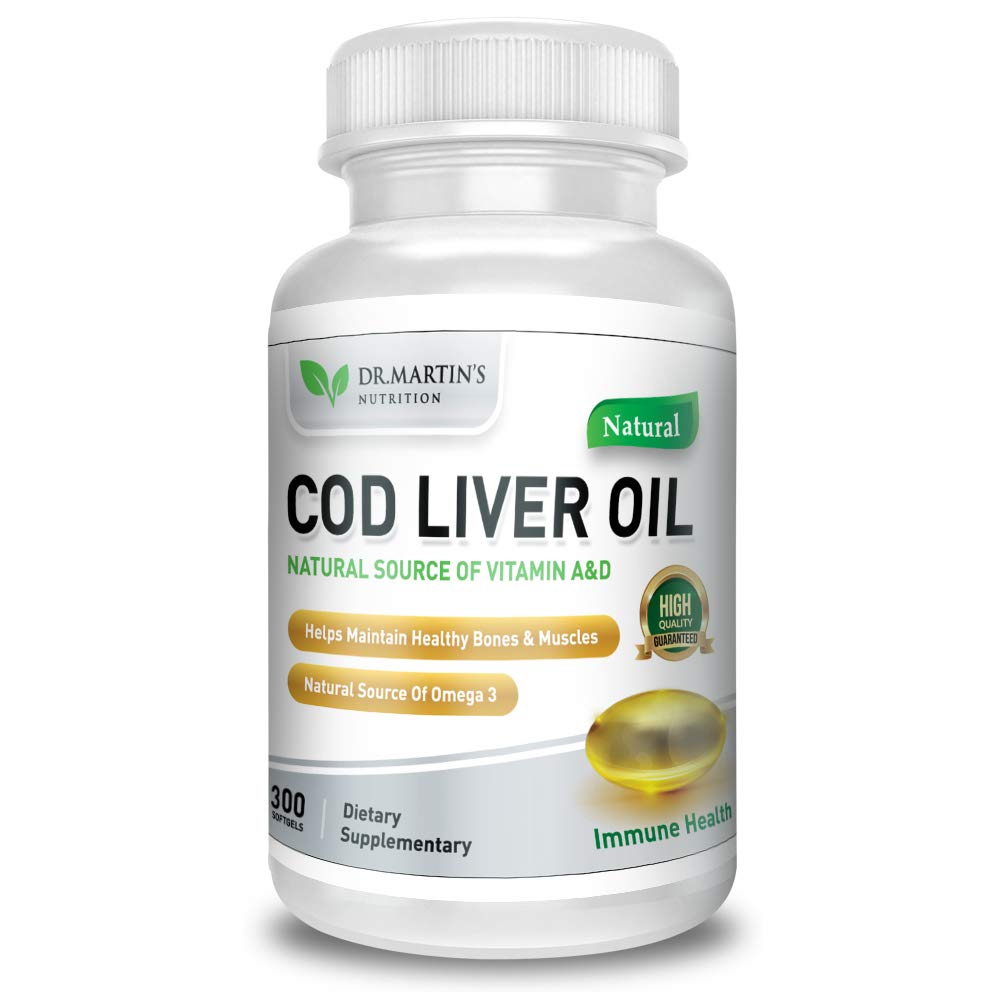 COD Liver Oil | 300 Softgels | Omega 3 Fatty Acids | Triple Strength | En İyi Immune Health, sağlıklı Bones & Muscle Diyetary Supplement |