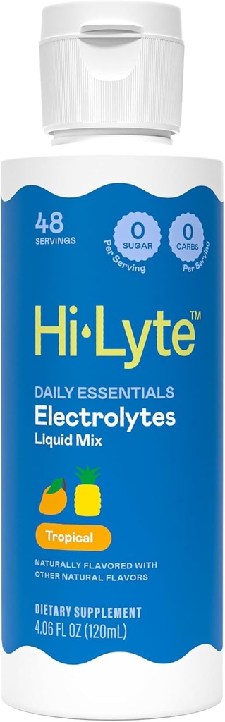 Hi-Lyte Daily Essentials Electrolytes Liquid Mix Tropikal, 48 Hizmet - sodyum, Pyum, Magnezyum, Sea Minerals - Daily Wellness için Hydration, Keto - 0 Sugar, 0 Carbs