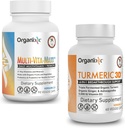 Organixx Turmeric Curcumin (60 Vegetarian Capsules) & Multi-Vita-Maxx Whole Food Multivitamin (90 Gel Capsules)