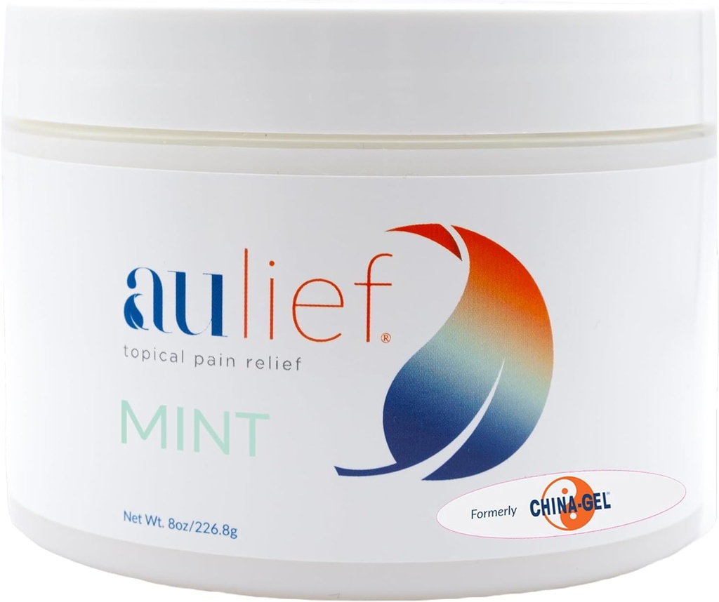 China-Gel Aulief Pain Relief Cream Αρθρίτιδα & μυϊκό τρίψιμο για πονεμένους μυς & κοινό πόνο, λαιμό, γόνατο & πλάτη Aches, Premium Μέντα Πράσινο Topic Gel, 8 oz Jar