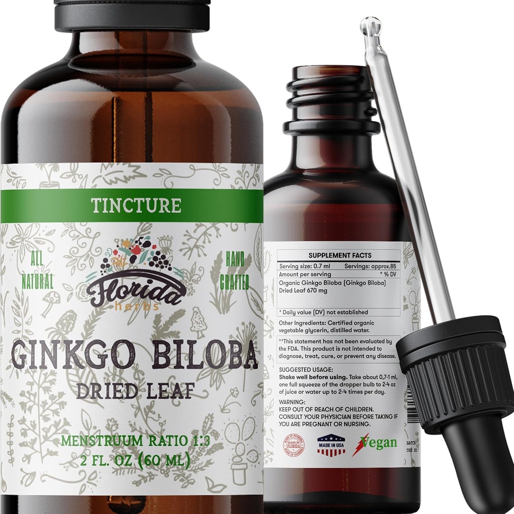 Ginkgo Biloba Tincture Organik Ginkgo Biloba Ekstraksiyon (Ginkgo Biloba) 2 oz