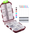 M MUchengbao Travel Hill Organizer Pocket Pharmacy, με 3 τύπους ετικετών 10 διαμερίσματα Μικρό κουτί πτυσσόμενα χάπια BPA-Δωρεάν καθημερινή ταξιδιωτική θήκη Pill Organizer για το κατάστημα (κόκκινο)