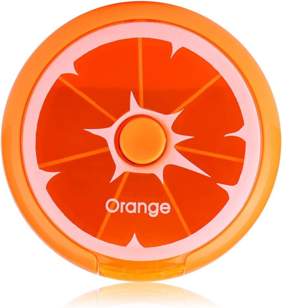 Creative Portable Mini 7 Gün Haftalık Geometrik Şekil Rotary Meyve Stil Pill Storage Case Box (Orange)