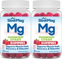SlowMag Μαγνήσιο Citrate Gummies, 60 Count, υποστηρίζει την υγεία των μυών, φυσικό άρωμα μούρων, ανάκτηση και χαλάρωση πακέτο των 2