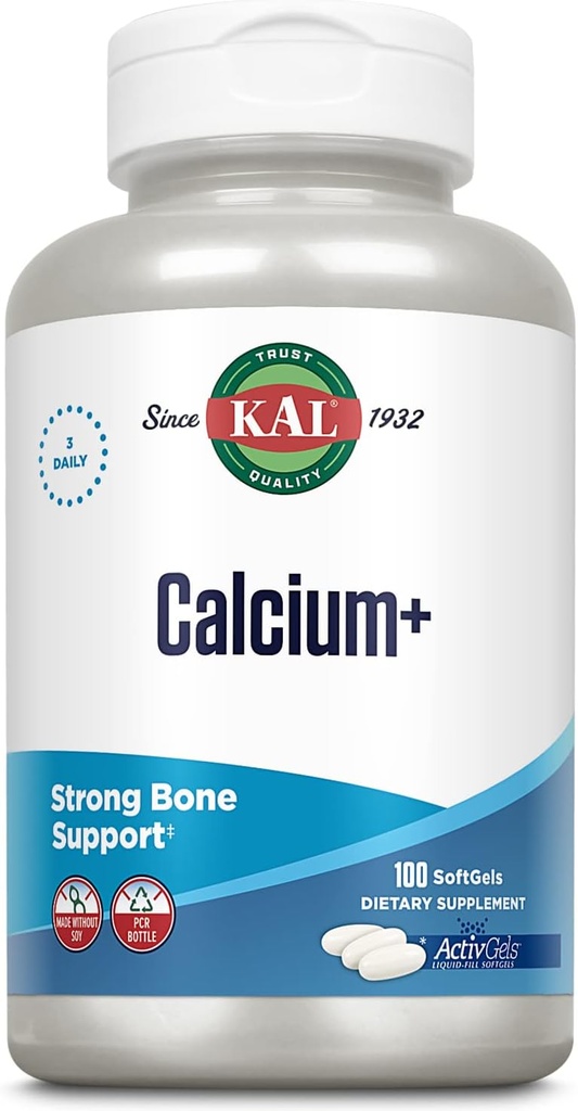 KALuba+ ActivGels 1000 mg | Kalsiyum, Magnezyum, çinko ve Vitamin D-3 | Sağlıklı Dişlere ve Kemiklere Yardım | Soy Free | 100 Softgels