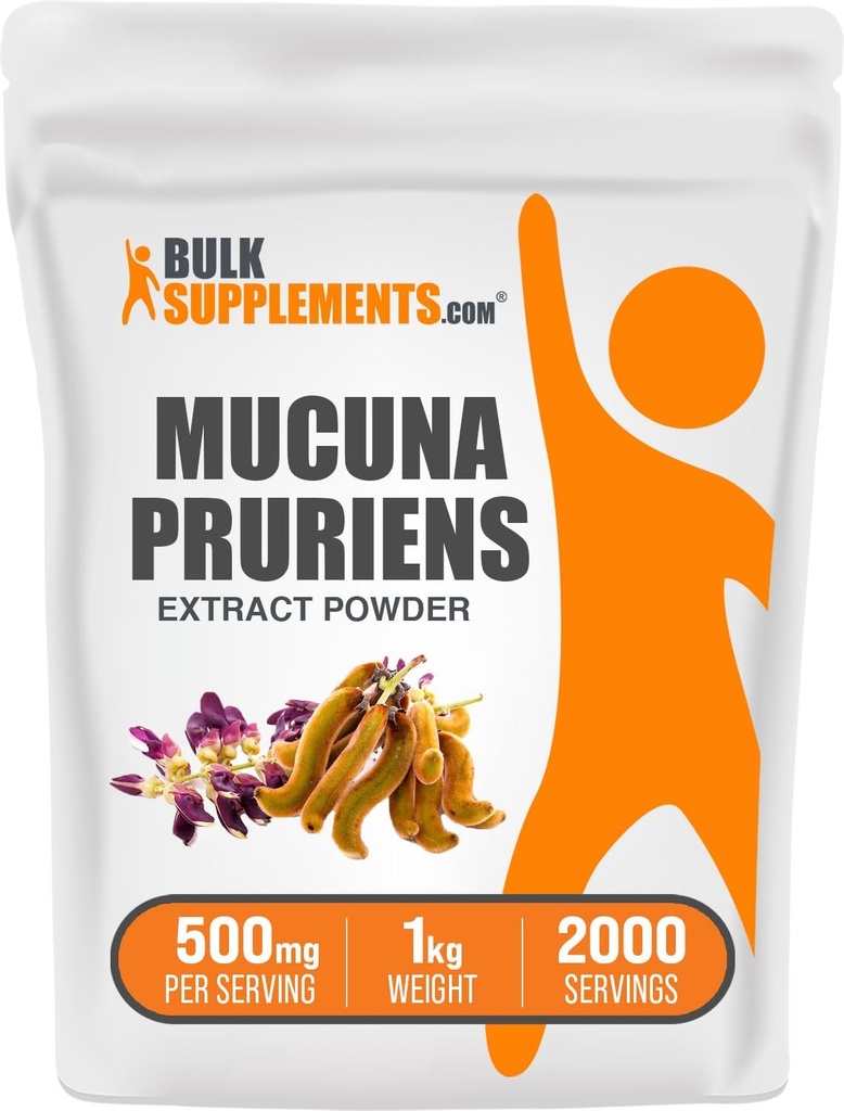 BulkSupplements.com Mucuna Pruriens Extract Toz - Mucuna Pruriens Supplements, Herbal Supplement - Vegan & Gluten Free, 500 mg per Service, 1kg (2.2 lbs) (Pack of 1)