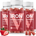 Iron Gummies Συμπληρώματα για παιδιά & γυναίκες - Πολυβιταμίνη με σίδηρο για το αίμα Υγιεινή, Μεγάλη γεύση Βιταμίνες Gummy με βιταμίνη C για μέγιστη απορρόφηση - Φράουλα (3 συσκευασίες)