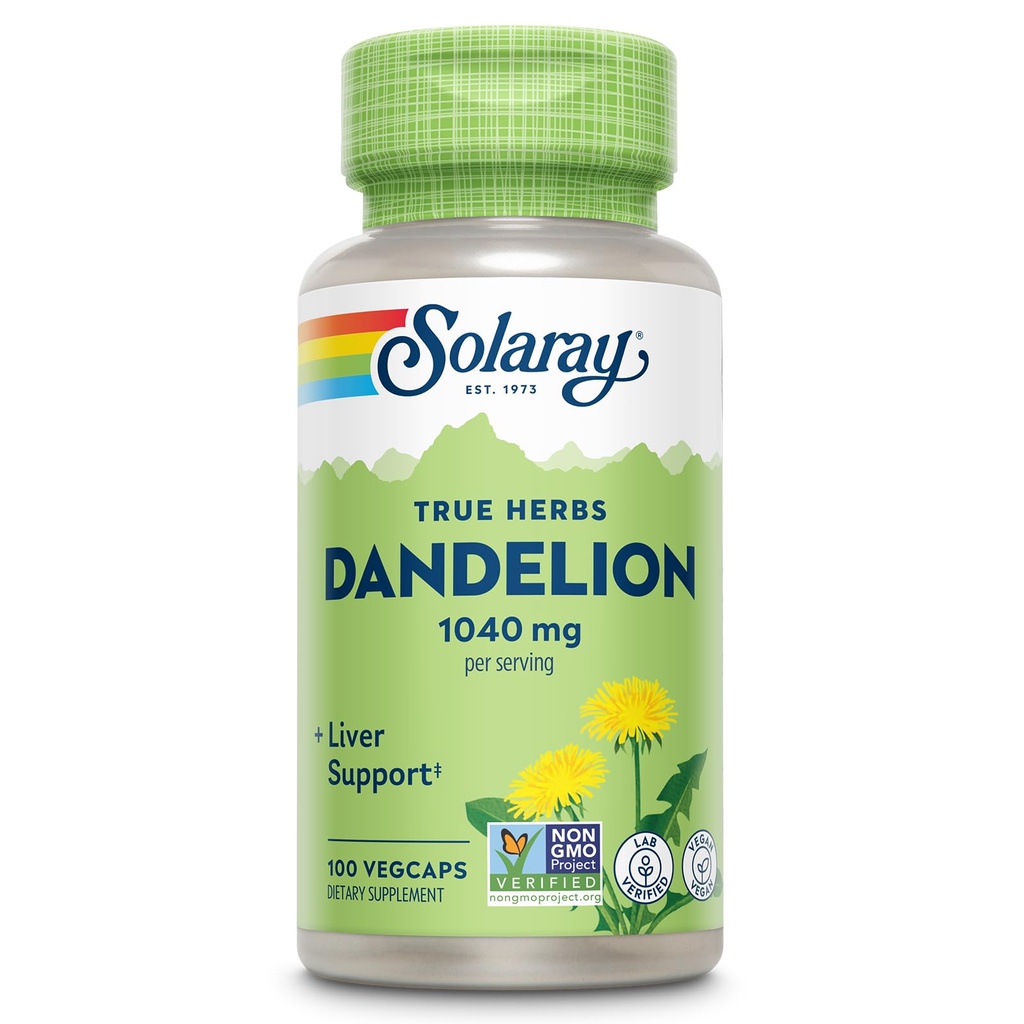 SOLARAY Dandelion Root Supplement - Υγιής Παιδική και ηπατική υποστήριξη - 1.040 mg ανά υπηρεσία - Vegan, Lab Επαληθευμένο, 60 ημερών εγγύηση - 50 εξυπηρετούν, 100 VegCaps