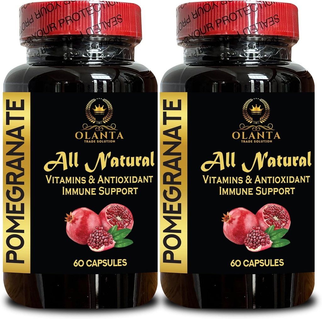 Pomegranate Ekstraksiyon - Pomegranate Tür Polyols Supplement, Natural Immune Branson, Superfood & Antioksis, Natural Pomegranate Pills, Anti-Aging Supplement - 2 Şişe 120 Capsules