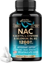 NAC Supplement | Selenium | B6 | B12 - Antioksi, Immune Support - N Acetyl Cysteine 600 mg per Capsule, 1200 mg in the USA - Non-GMO, Gluten-Free, Vegan - 120 kapak, 2 ay Supply