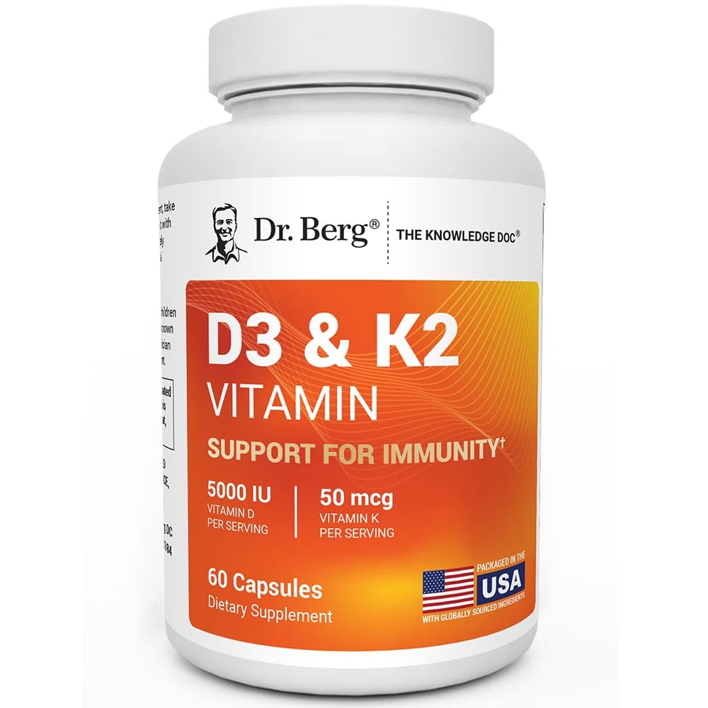 Dr. Berg Μέγιστη Δύναμη 2-σε-1 Βιταμίνη D3 K2 5000 IU 
