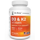 Dr. Berg Maximum Strength 2-in-1 Vitamin D3 K2 5,000 IU | Naturally Derived D3 | 4X Lab-Tested & Verified | High Absorption Formula | K2 D3 Vitamin Supplement - 60 Capsules