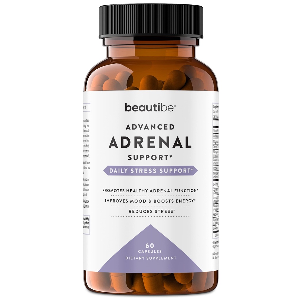 Kadınlar ve Erkekler için Adrenal Destek - Cortisol Manager - Doğal Stres Yardımı Tamam - Adrenal Fatigue, Mood Health ve Energy Supplements with Ashwagandha & L-Tyrosine – 60 Non-GMO Veggie Capsules