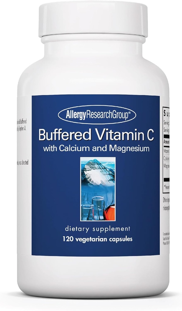 Alerji Araştırma Grubu Buffered Vitamin C - Buffered Vitamin C 100 mg per Service, Ascorbici Toz Capsules withuba Complex, Immune Health - 120 Capsules