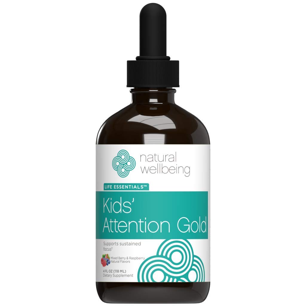Doğal Wellness Kids' Dikkat Altın - Rhodiola ile Focus ve Concentration için Doğal Destek - Karma Berry & Raspberry Flavor - 4 oz (118 ml)