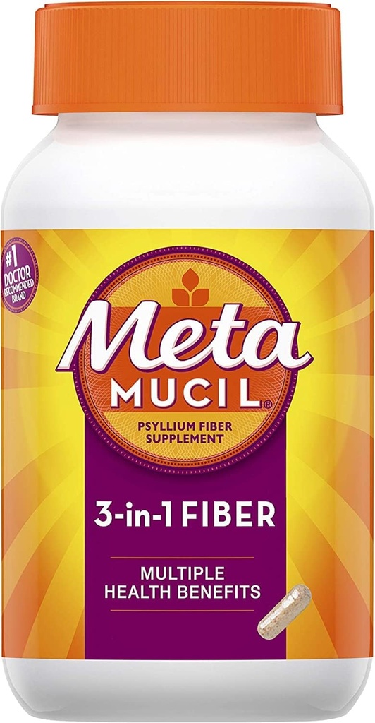 Meta Mucil 3 1 MultiHealth Fiber Supplement Capsules - 100 Capsules, 6 Paket