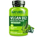 NATLO Vegan B12 - Organik Spirulina ile Metrik B12 - Yüksek Potency Vitamin B12 1000 mcg Torchcobalamin - Sağlıklı Mood, Enerji, Kalp ve Göz Sağlığı - 90 Capsules