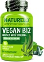 NATLO Vegan B12 - Organik Spirulina ile Metrik B12 - Yüksek Potency Vitamin B12 1000 mcg Torchcobalamin - Sağlıklı Mood, Enerji, Kalp ve Göz Sağlığı - 90 Capsules