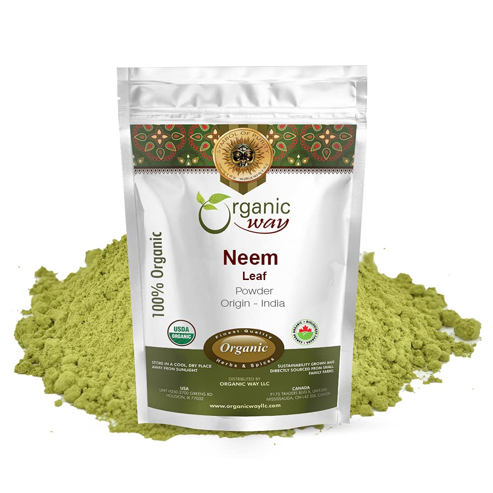 ORGANIC WAY Neem Leaf Toz | Avrupa Wild-Harvest | Organik & Kosher Sertifikalı | GMO & Gluten Ücretsiz | USDA sertifikalı | Origin - Hindistan (8 Oz (kısa 1)