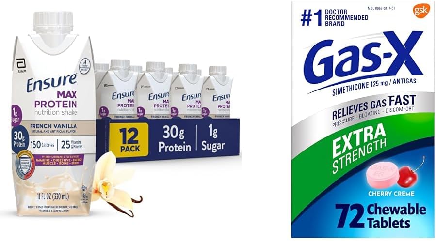 Max protein Beslenme Shake'yi 30g protein & Gaz-X Ekstra Kuvvetli Gaz Yardım Tabletlerini Simethicone 125 mg ile Sağlayın, 72 Kont Count Count