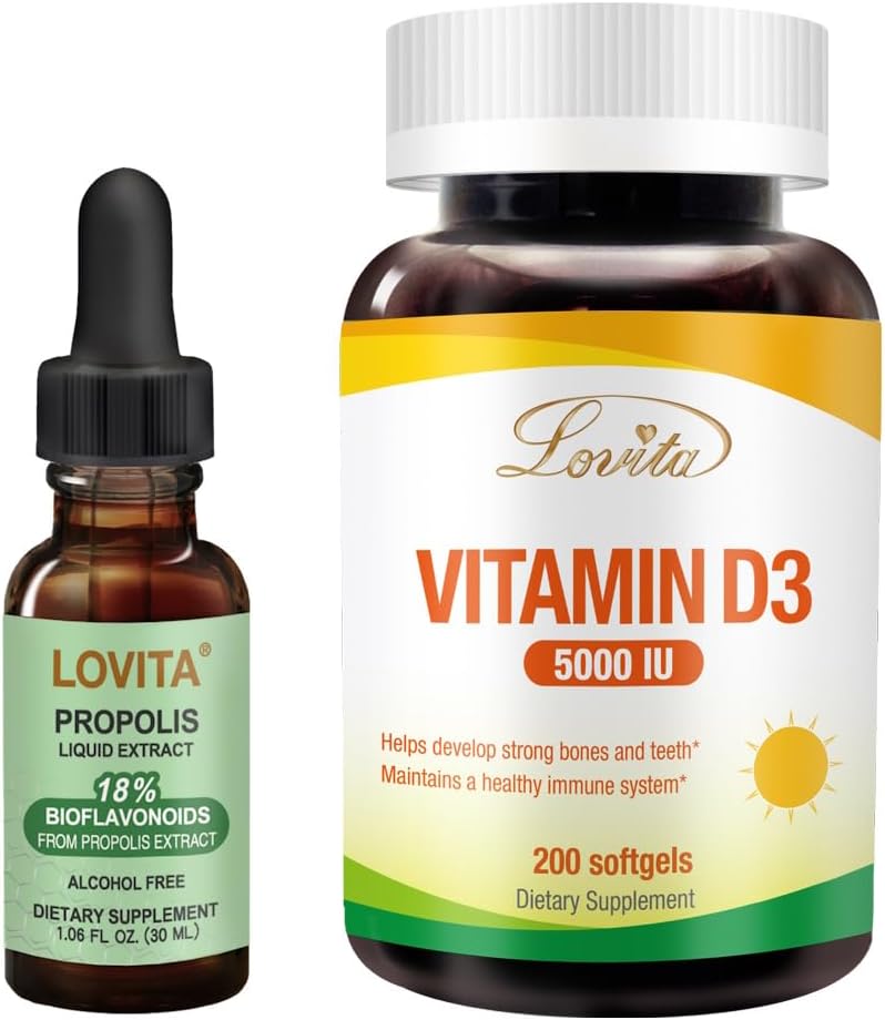 Lovita Bee Propolis Sıvı Ekstraksiyon & Vitamin D3 Softgel Nutrient Supplement Sche