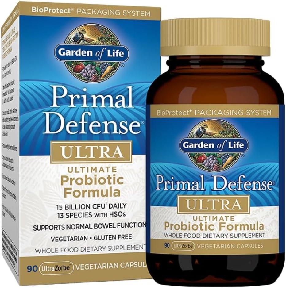 Life Probiyotiks for Digestive Health Balance, Primal Defense Ultra Ultimate Formula, 15 Milyar CFU ve 13 Strains Plus HSOs, Vegetarian ve Gluten Free, 90 Capsules