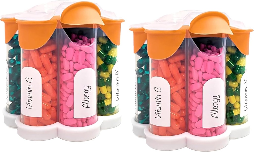 Ekstra Büyük Pill Organizer Günlük, Haftalık, Aylık Tamam Şişe, Sevimli Çiçeği 7 XL Karşılaştırması (2 Pack Combo) (Orange 2 Pack)