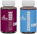 4YWN Nitric Oxide and Ashwagandha Gummies Supplement Bundle, Boosting Energy and Restoration, Non-GMO, Gluten-Free, Gelatin Free & Kosher | for Daily Focus Boost