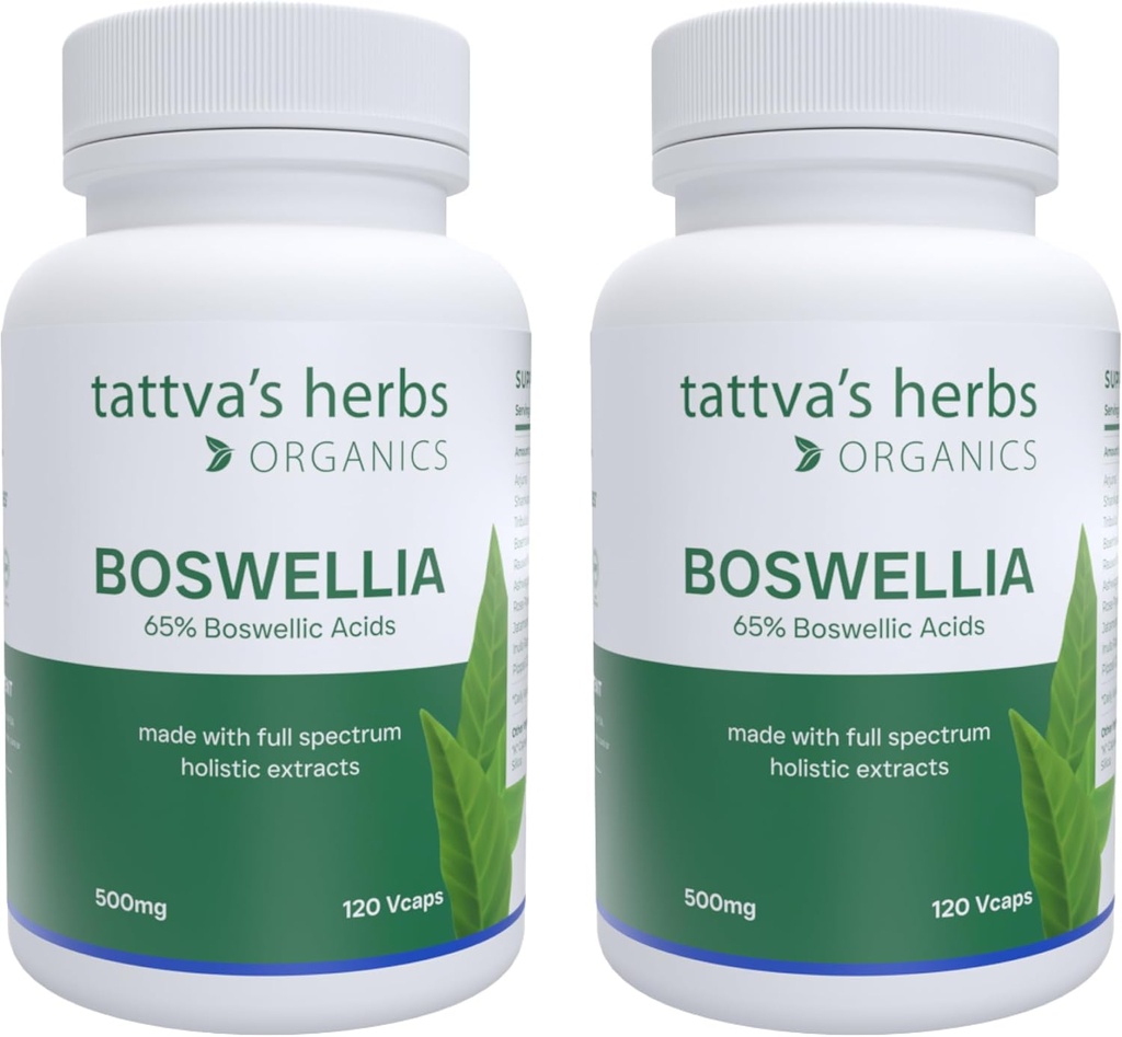 Το συμπλήρωμα Boswellia Serrata της Tattva, κάψουλες εκχύλισμα Boswellia, συμπλήρωμα κοινής υποστήριξης, εκχύλισμα CO2, σκόνη συμπλέγματος Boswellia, 2-πακέτο, 240 Count, 500 mg - 25 χρόνια Premium Service