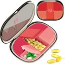 Günlük Pill Case Organizer Pocket Eczanesi, Chrxbei Pill Container Case Travel 5 Karşılaştırmalı, Portatif Pill Splittern Box for Vitamin, Drug, Supplement and Fish Oil - Red