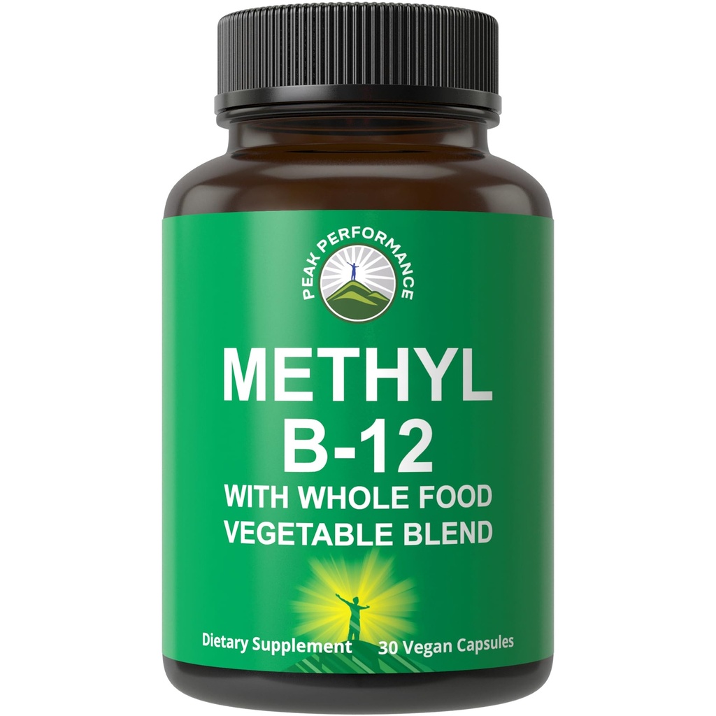 Metrik B12 Vitamini + Tüm Gıda Max Aborpsiyon için 25 Sebze ve Meyveler. Vegan B12 Mecobalamin - Enerji, Focus ve Relief için Me-12 Supplement. 30 Day Supply Capsules
