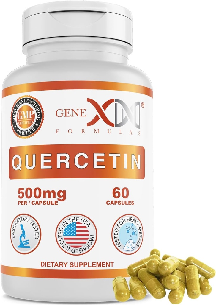 Genx Formulas Quercetin 500 mg - 60 Gün Supply için Capsules - Immune Desteği, Antioksi ve Anti Allergy Koruma, Non-GMO, Gluten-Free-Free-GMO, Gluten-Free-Free-GMO, Gluten-Free-Free