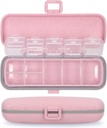 Nature touch Pill Organizer, 7 Karşılaştırma Pill Box Portatif Seyahat Hekimliği Purse veya Pocket 7 Günü Pill Akrilik Storage Case with Lock for Vitamin Drug Fish Oil Supplements Pink