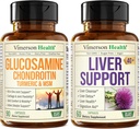 Glucosamine Chondroitin MSM, Turmeric Boswellia & Liver Cleanse Detox & Tamir 40+ Liver Supplement ile% 50 Silymarin Bu Ortak ve Canlı Destek için Bulma