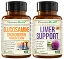 Glucosamine Chondroitin MSM, Turmeric Boswellia & Liver Cleanse Detox & Tamir 40+ Liver Supplement ile% 50 Silymarin Bu Ortak ve Canlı Destek için Bulma