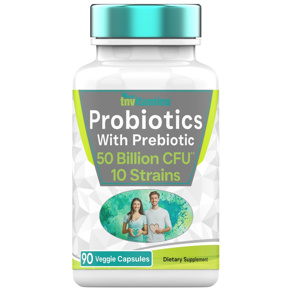 Probiyotikler Prebiyotik: 50 Milyar CFU - 10 Strain - 90 Vegetarian Capsules | Digestive Health, Gut Health, & Immune Support* | for Men & Women
