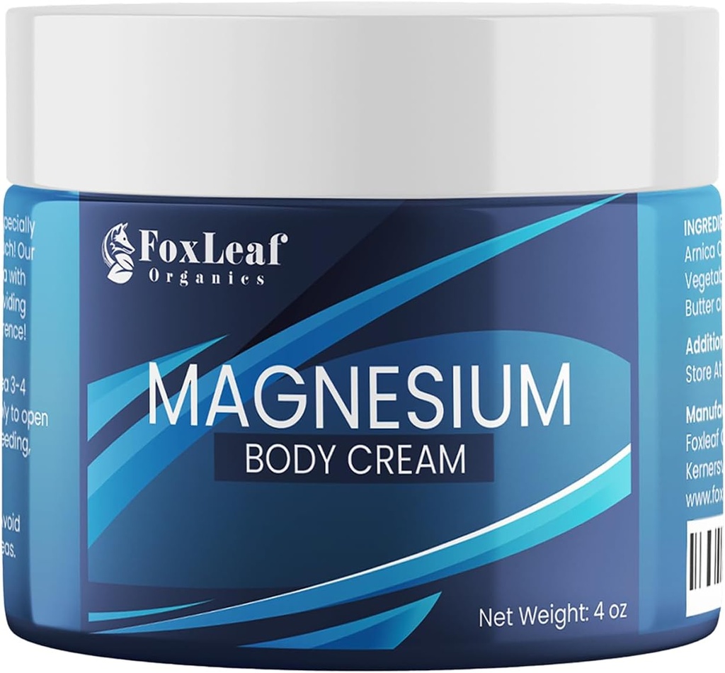 Magnesium Cream for Sleep, Leg Cramps & Muscle Soreness, Highly Concentrated & Deep Penetrating Topical Magnesium Chloride - Arnica, Shea Butter & Lavender Oil, Made in USA, 4oz