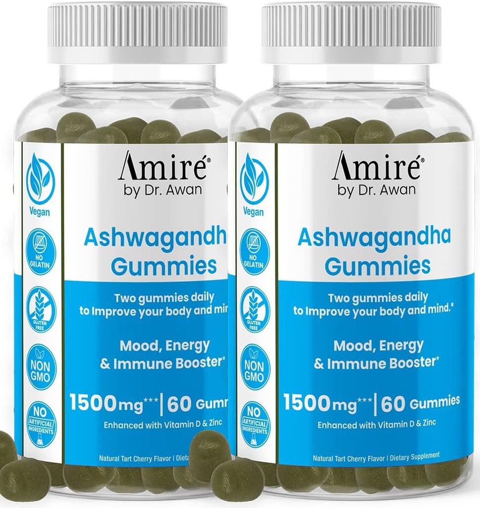 Dr. Awan Ashwagandha Gummies, Mood, Energy, & Immune ATM, 120ct, 60 günlük Supply