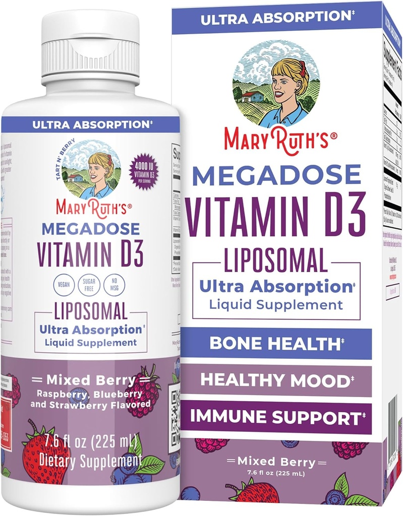MaryRuth Organics Megadose Vitamin D3 Liposomal | Vitamin D 4000 IU | Ultra Abvitamin | Immune Support for Yetişkinler | Bone Health | VIT D3 | Vegan | Sugar Free | Gluten Free | Non-GMO | 45 Servisler