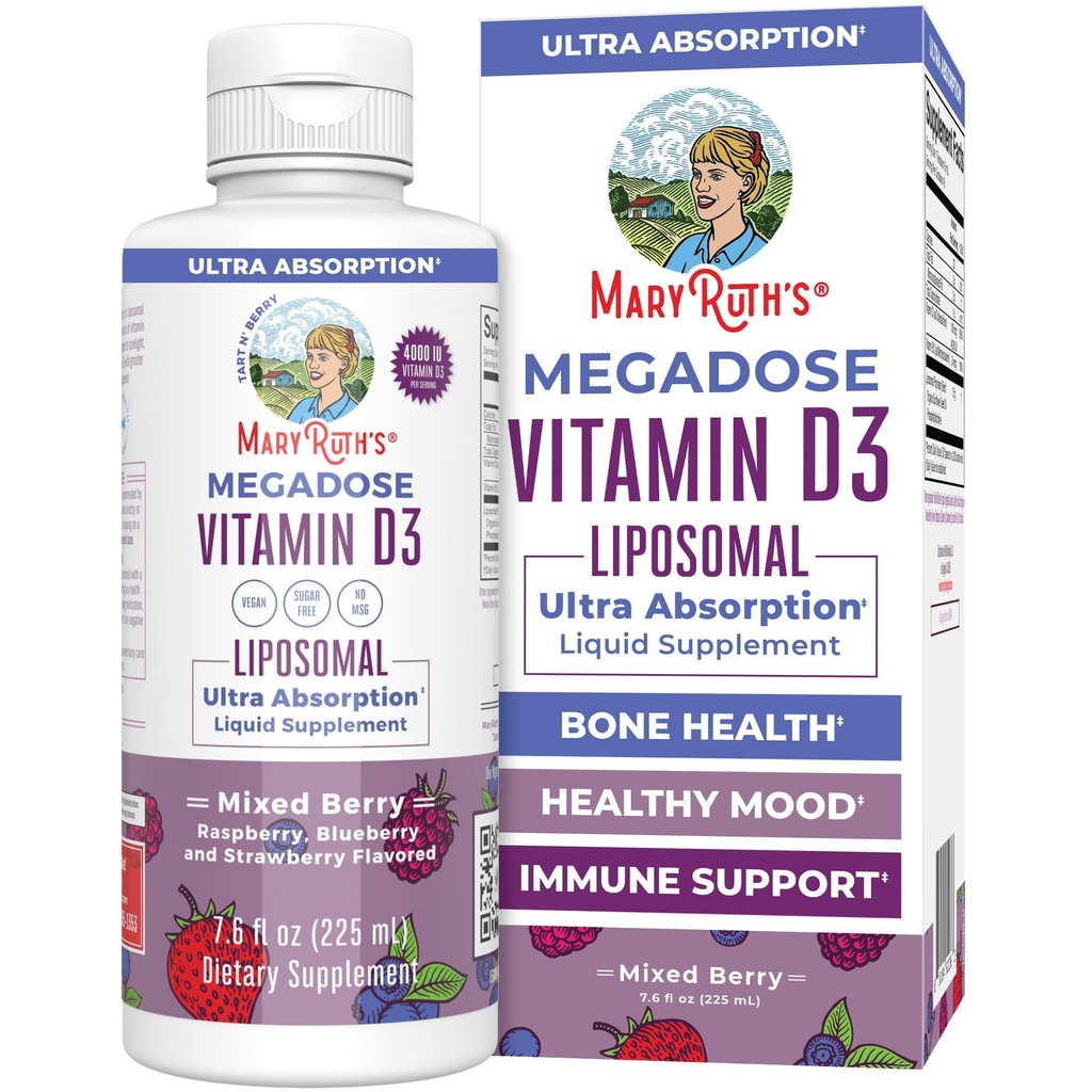 MaryRuth Organics Megadose Vitamin D3 Liposomal | Vitamin D 4000 IU | Ultra Abvitamin | Immune Support for Yetişkinler | Bone Health | VIT D3 | Vegan | Sugar Free | Gluten Free | Non-GMO | 45 Servisler