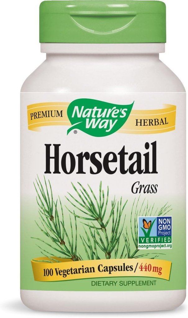 Natures Way Horsetail Grass 400 Milligram, 100 Vegetarian Capsules. 3 Şişenin Paketi