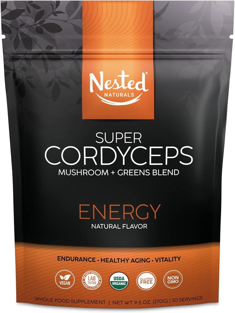 Super Greens Daily Greens Superfood Powder - Certified USDA Organic Green Powder w/20+ Whole Foods, Spirulina Powder, Wheat & Barley Grass - Probiotics, Fiber & Enzymes - Cordyceps, 30 Υπηρεσίες