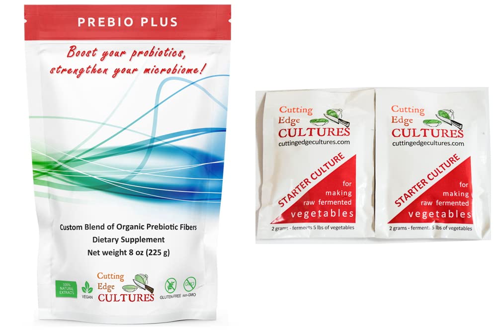 Kesme Edge Cultures Prebio Plus Prebiyotik Fiber Toz Organik Prebiyotik Fibers Diyeter Supplement 8 oz (Prebio Plus 8oz + Sebze Başlangıç 4 Grams)