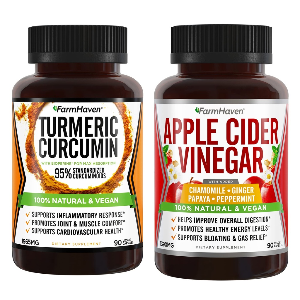 Farm Haven Turmeric Curcumin with BioPerine and Apple Cider Vinegar with Ginger