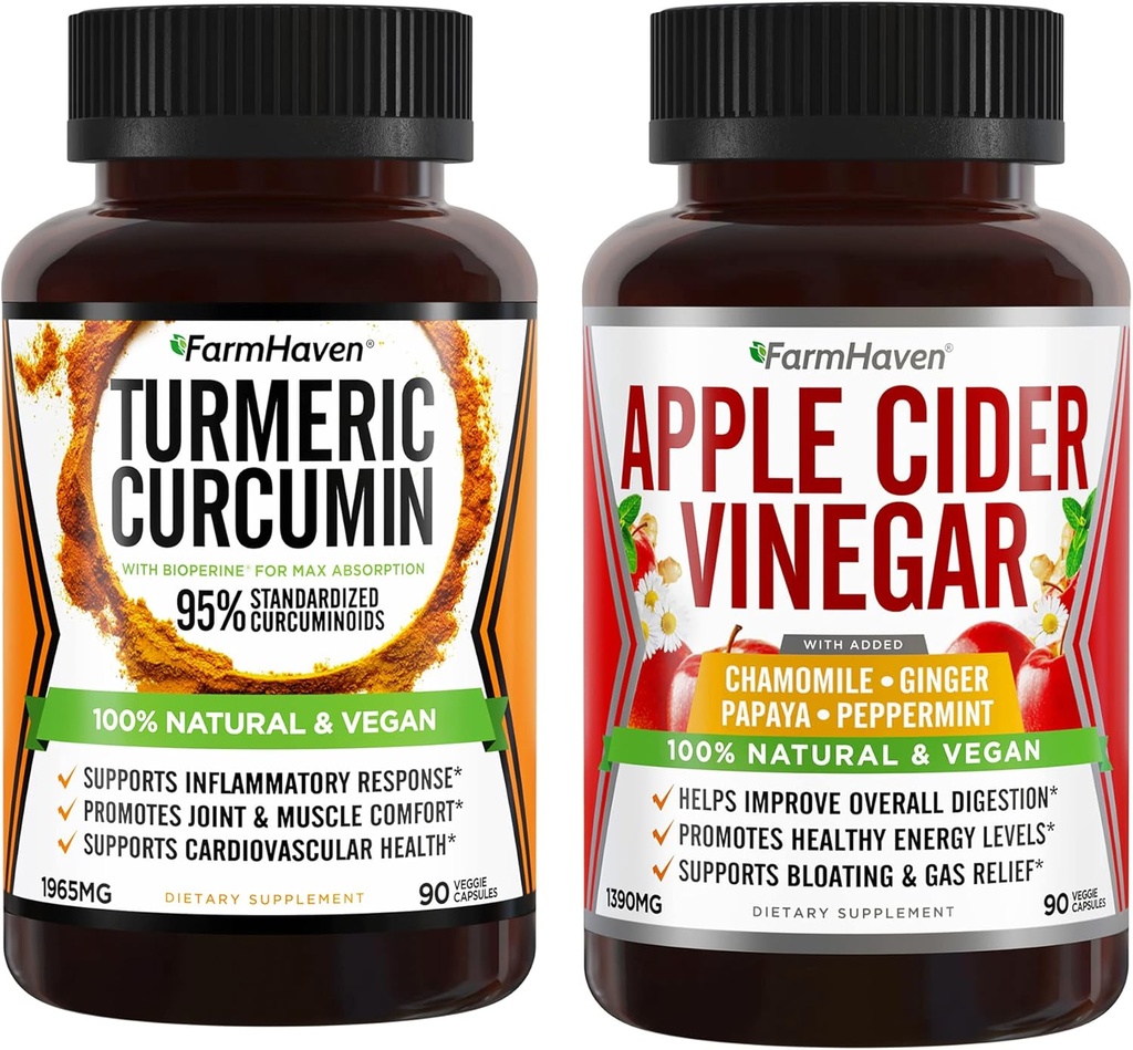 FarmHaven Turmeric Κουρκουμίνη με BioPerine και μηλίτη μηλίτη Ξίδι με Ginger