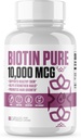 Biotin Pure 10.000 MCG + Macau | #1 New Max Dose Biotin B7 Supplement Pills for Healthier & Longer Saç, Skin & Nails | Vegan Capsules for Men & Women - 60 Servisler