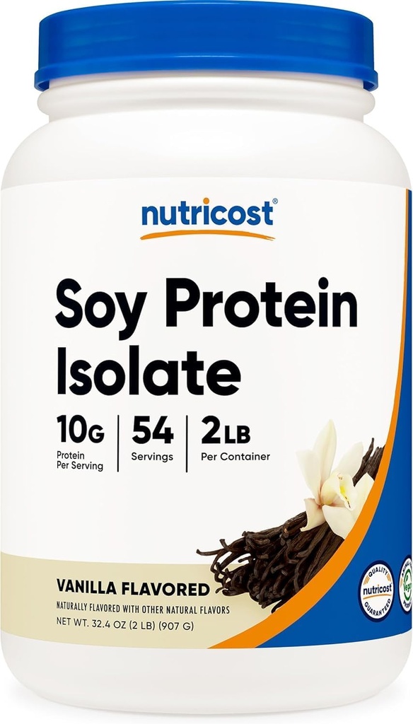 Nutricost σκόνη πρωτεΐνης σόγιας, 2 LB βανίλια, 10 γραμμάρια πρωτεΐνης ανά υπηρεσία, χορτοφάγους, μη ΓΤΟ & χωρίς γλουτένη
